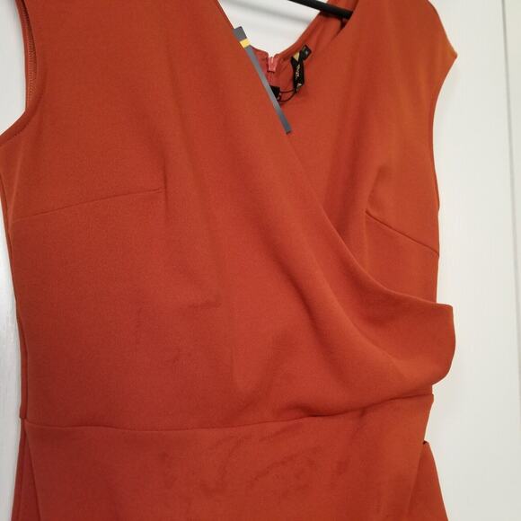 Miusol Women's Career Casual Rust Red Sleeveless Pleated & Rouching Size M - Picture 2 of 9